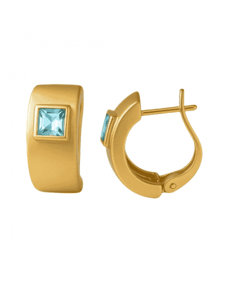 Pendientes para Mujer de oro Mate con Aguamarina - Oro Amarillo 18K