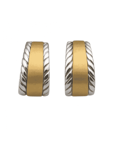 Pendientes para Mujer oro Bicolor con acabado en Mate - Oro Blanco y Amarillo 18K
