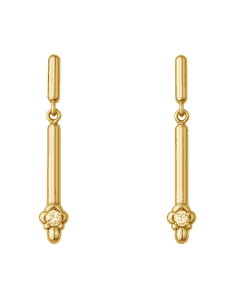 Pendientes para Mujer en oro Alargados con Flor y Circonitas – Oro Amarillo 18K