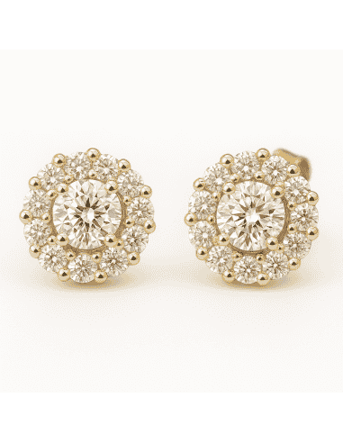 Pendientes para mujer Rosetón circonitas - Oro amarillo 18k