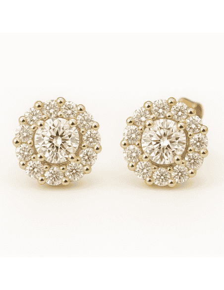 Pendientes para mujer Rosetón circonitas - Oro amarillo 18k