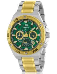 Reloj para Hombre Cronógrafo de Acero Bicolor con Esfera Verde y Detalles Dorados- Marea B35374/4