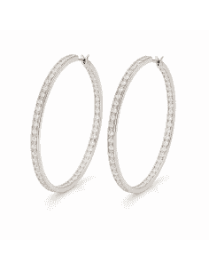 Pendientes para mujer en Oro Blanco Aro con circonitas 35mm Circunferencia - Oro Blanco 18K