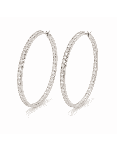 Pendientes para mujer en Oro Blanco Aro con circonitas 35mm Circunferencia - Oro Blanco 18K