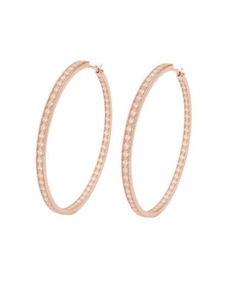 Pendientes Oro color rosé Aro 37 mm circunferencia con circonitas - Oro Rosé 18K