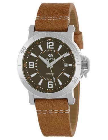 Reloj para Hombre con Correa de Piel Marrón y Esfera Verde - Marea B35366/2