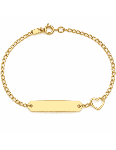 Pulsera Esclava infantil en oro corazón calado - Oro Amarillo 18K