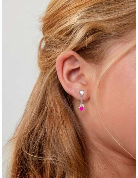 Pendientes para Niña de plata con esmalte en tonos rosa, fucsia y blanco - Marea D03601/AM
