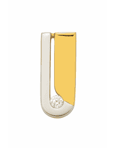 Colgante de oro Bicolor alargado formado por dos piezas con una circonita - Oro Amarillo y Blanco 18K