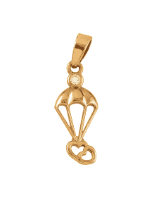 Colgante de oro Paracaidas con una circonita y dos alianzas entrelazadas - Oro Amarillo 18K