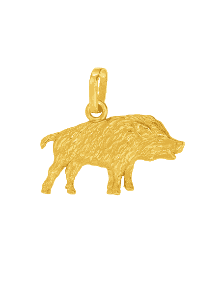 Colgante de oro con forma de jabalí - Oro Amarillo 18K