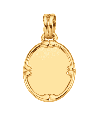 Colgante Chapa Oval con Marco - Oro Amarillo 18k