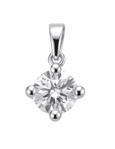 Colgante en oro blanco circonita central - Oro blanco 18K