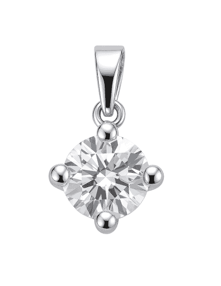 Colgante en oro blanco circonita central - Oro blanco 18K