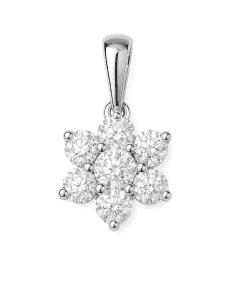 Colgante en oro en Forma de flor Tipo rosetón con circonitas - Oro Blanco 18K
