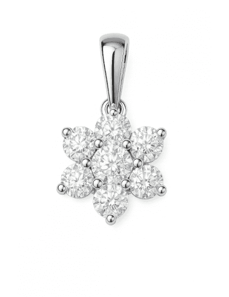 Colgante en oro en Forma de flor Tipo rosetón con circonitas - Oro Blanco 18K