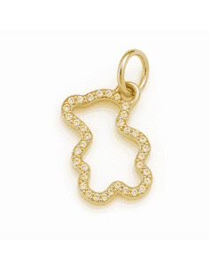 Colgante en oro con forma de silueta calada de Oso y  circonitas - Oro Amarillo 18K