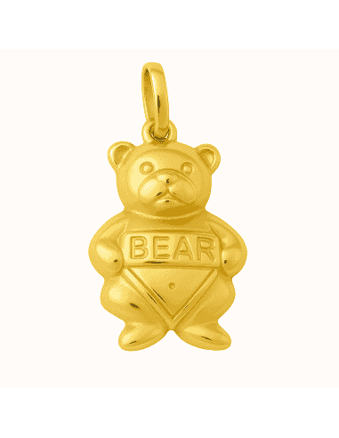Colgante en Oro con Forma de Osito y la Palabra "Bebé" - Oro Amarillo 18K