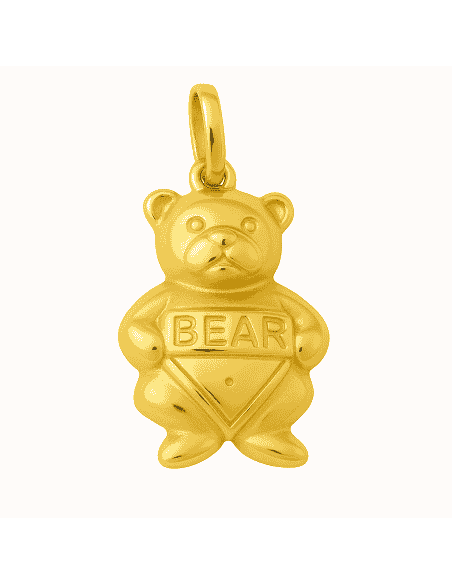 Colgante en Oro con Forma de Osito y la Palabra "Bebé" - Oro Amarillo 18K