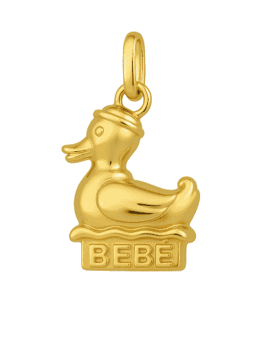 Colgante en Oro con Forma de Pato y Grabado "BEBÉ"- Oro Amarillo 18K