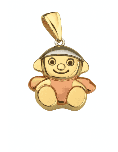 Colgante en Oro  Muñeco Infantil con esmalte de color - Oro Amarillo 18K