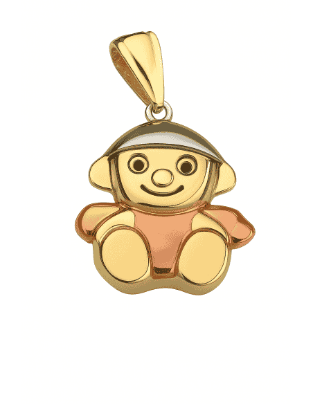 Colgante en Oro  Muñeco Infantil con esmalte de color - Oro Amarillo 18K