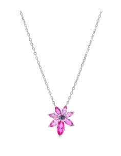 Collar para Mujer de plata  Flor con Circonitas en Tonos Rosas- Marea D02807/BC