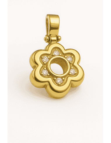 Colgante Flor con Circonitas - Oro amarillo 18K
