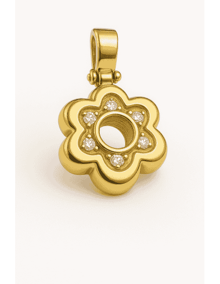Colgante Flor con Circonitas - Oro amarillo 18K