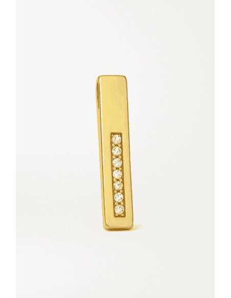 Colgante Barra Vertical con Circonitas - Oro Amarillo 18K