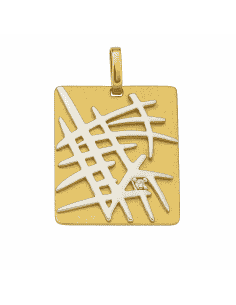 Colgante en Oro Bicolor con Diseño Abstracto en Relieve - Oro Amarillo 18K