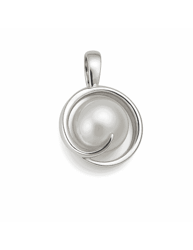 Colgante en Oro Blanco con Perla Central - Oro Blanco 18K
