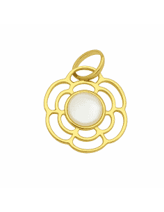 Colgante en oro amarillo Forma de Flor Calada con Piedra de Nácar Central - Oro Amarillo 18K