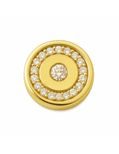 Colgante en oro con Forma Circular y Circonita Central y Aro de Circonitas -  Oro Amarillo 18K