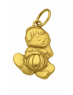 Colgante en oro Forma de Bebé con Balón - Oro Amarillo 18K