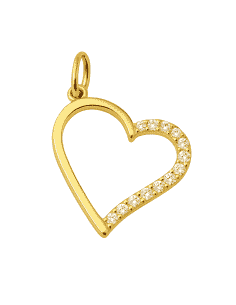 Colgante en oro Corazón y  Circonitas - Oro Amarillo 18K