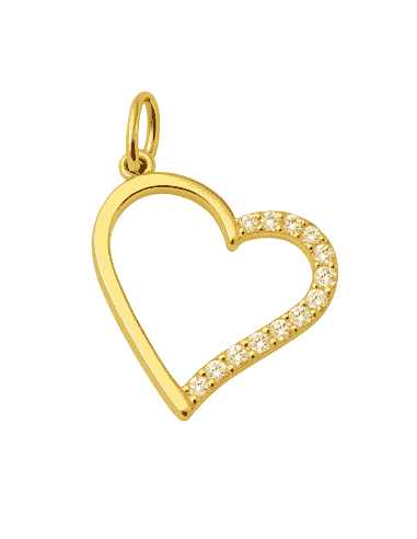 Colgante en oro Corazón y  Circonitas - Oro Amarillo 18K