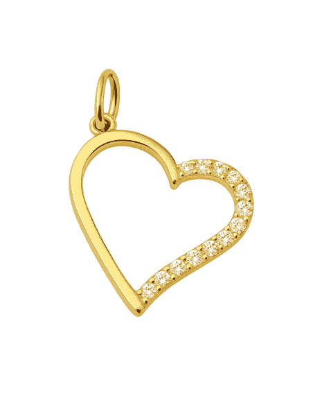 Colgante en oro Corazón y  Circonitas - Oro Amarillo 18K