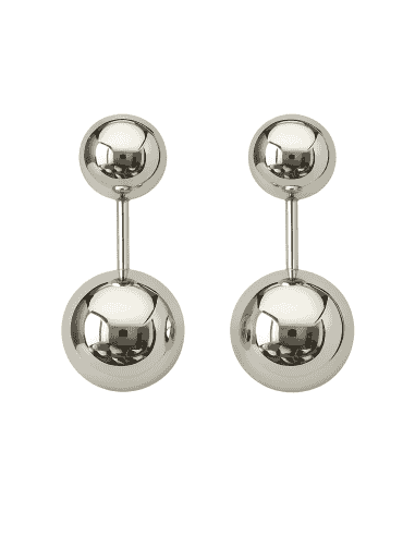 Pendientes para Mujer en Oro Blanco Doble  Bola  8 mm y 10mm - Oro Blanco 18K