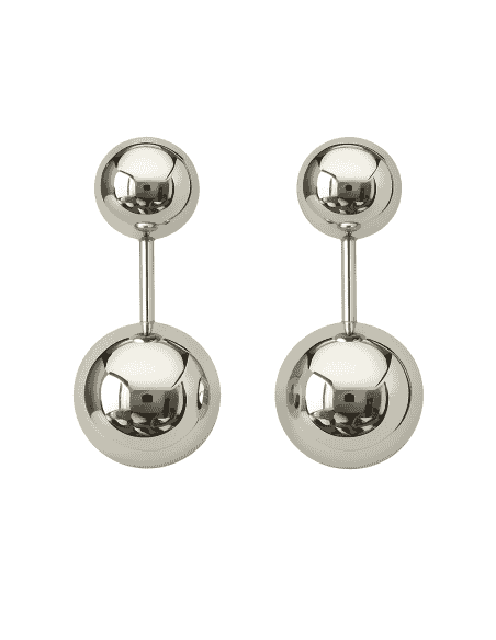 Pendientes para Mujer en Oro Blanco Doble  Bola  8 mm y 10mm - Oro Blanco 18K