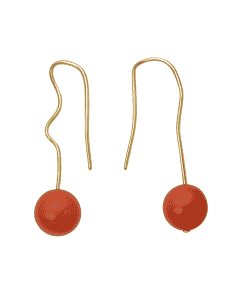 Pendientes para Mujer Largos en Oro y Perla de Coral - Oro Amarillo 18K
