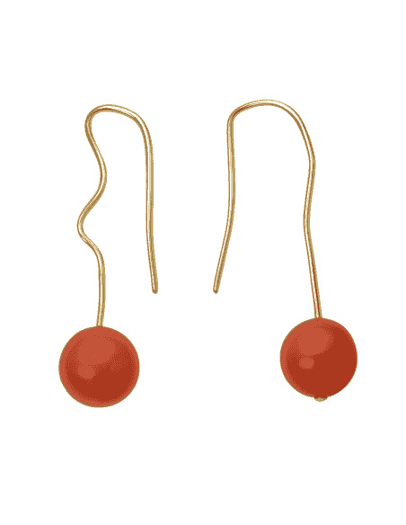 Pendientes para Mujer Largos en Oro y Perla de Coral - Oro Amarillo 18K