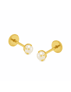 Pendientes para Niña de Oro con Perla 3.50mm - Oro amarillo 18K