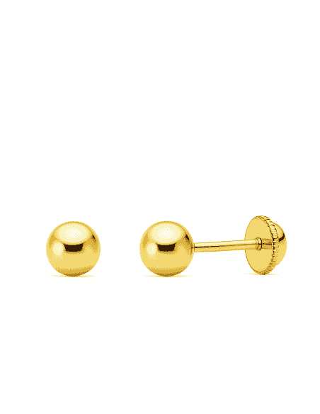 Pendientes para Niña en oro  Bola 3mm - Oro Amarillo 18K