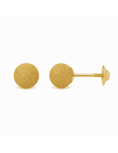 Pendiente para Niña en oro Bola de 4mm Grabado Picado - Oro Amarillo 18K