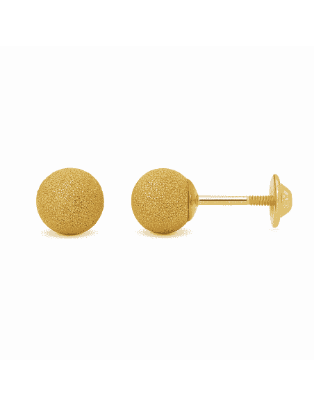 Pendiente para Niña en oro Bola de 4mm Grabado Picado - Oro Amarillo 18K