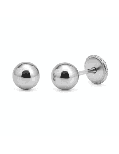 Pendientes para Niña Bola 5mm en Oro Blanco - Oro Blanco 18K