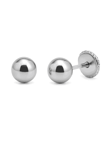 Pendientes para Niña Bola 5mm en Oro Blanco - Oro Blanco 18K