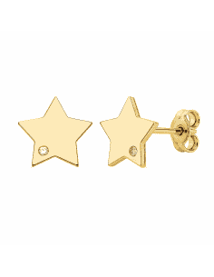 Pendientes para Niña en oro Estrella y circonita - Oro Amarillo 18K