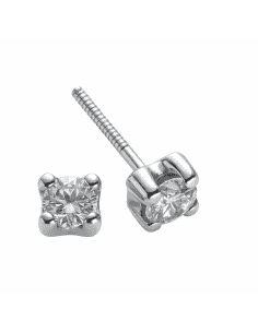 Pendiente para Niña en Oro Blanco Circonita  4 Garras - Oro Blanco 18K